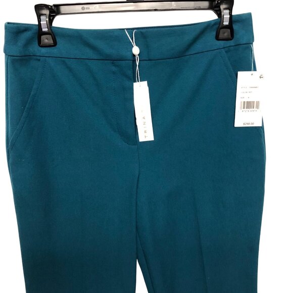 Trina Turk $298 Womens Teal Straight-Leg Pants High-Rise With Pockets 4 NWT - Picture 6 of 14